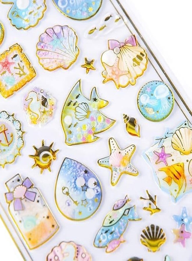 NVF Ocean Resin Effect Transparent Sticker Set | Seashell, Starfish & Sea Life Aesthetic Stickers for Journals, Scrapbooking & DIY Crafts - Image 4